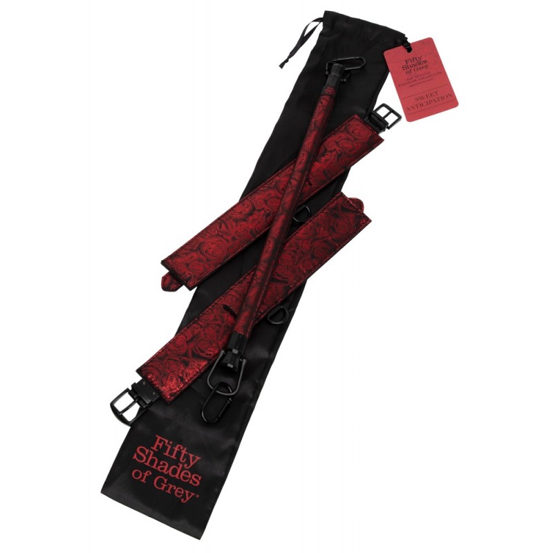 A szürke ötven árnyalata - lábterpesztő rúd és bilincs (fekete-vörös) 62935 termék bemutató kép