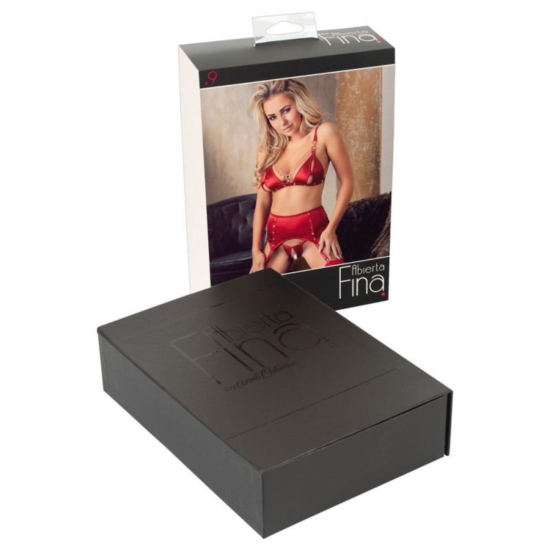 Abierta Fina - csillogó láncos fehérnemű szett (piros) 57298 termék bemutató kép