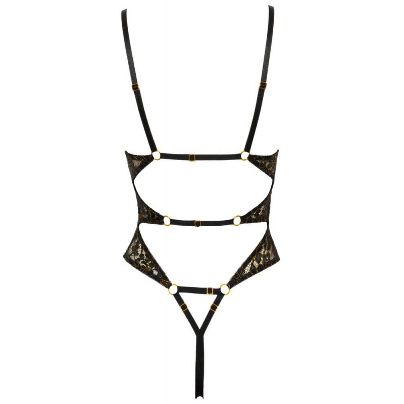 Abierta Fina - nyitott, csipkés body strasszos (fekete) 78287 termék bemutató kép