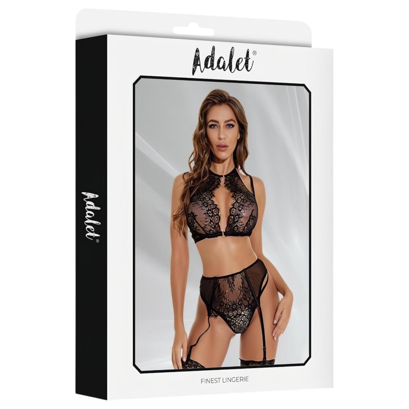 Adalet Evelyn - 3 részes csipkés fehérnemű szett (fekete) 126816 termék bemutató kép