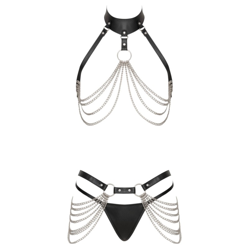 Bad Kitty - 3 részes fekete harness szett mell- és csípőpánttal (S-L) 153711 termék bemutató kép