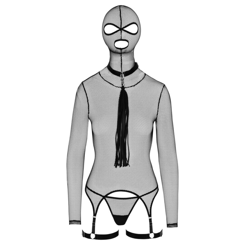 Bad Kitty - BDSM áttetsző necc szett korbáccsal (fekete) 126913 termék bemutató kép