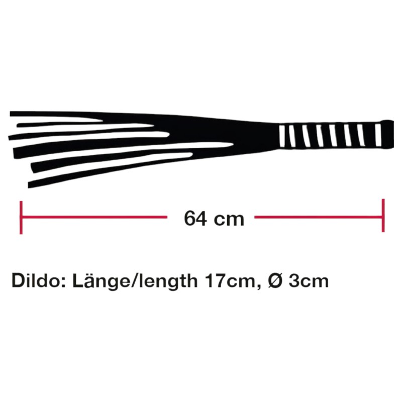 Bad Kitty - bőr korbács üveg dildóval (átlátszó-fekete) 106869 termék bemutató kép