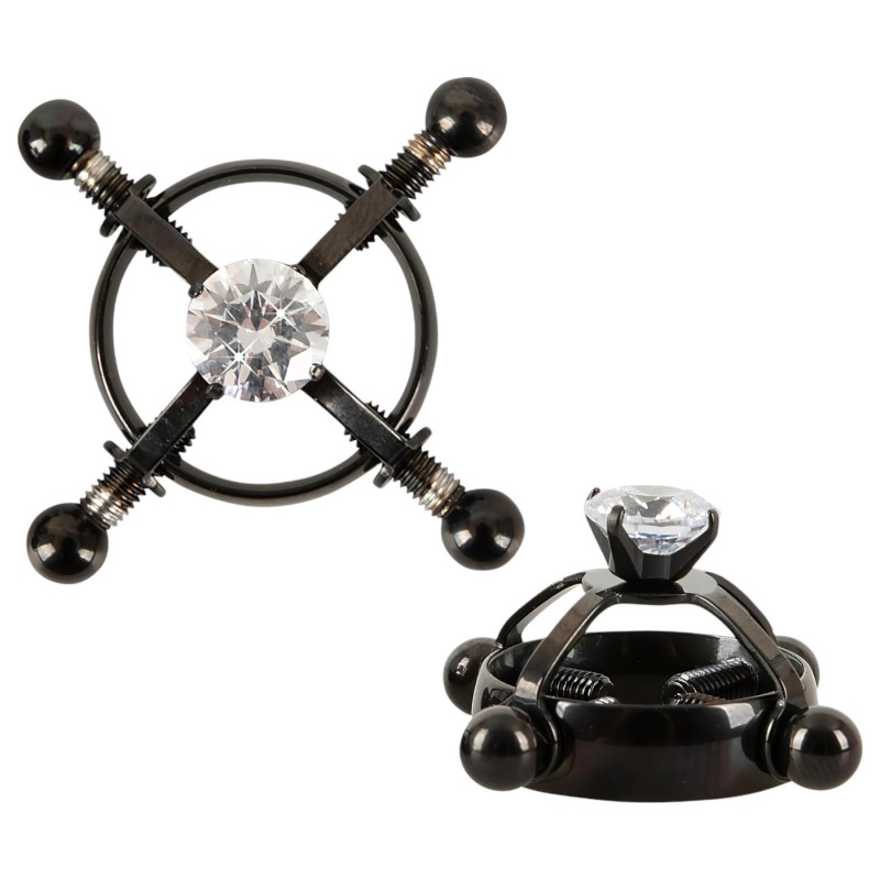 Bad Kitty - csavaros mellbimbó ékszer (strasszos) - fekete 114348 termék bemutató kép