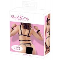 Bad Kitty - szegecses testhám szett kézrögzítőkkel (fekete) 85096 termék bemutató kép