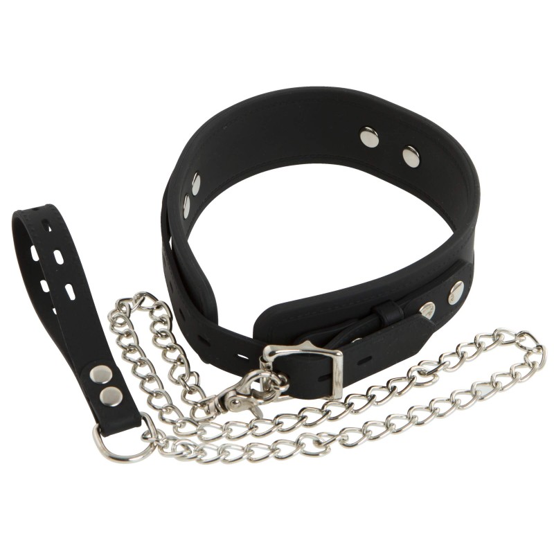 Bad Kitty - szilikon nyakörv pórázzal (fekete) 35120 termék bemutató kép