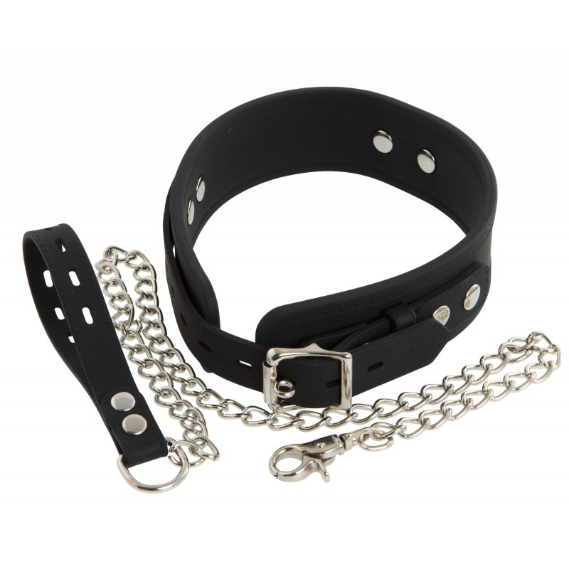 Bad Kitty - szilikon nyakörv pórázzal (fekete) 35121 termék bemutató kép