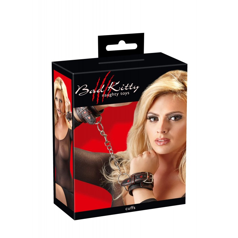 Bad Kitty - szíves bilincsek (fekete) 33951 termék bemutató kép