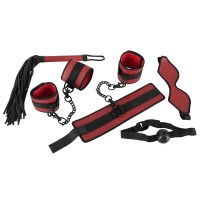 Bad Kitty - tépőzáras kötöző szett - piros-fekete (5 részes) 25033 termék bemutató kép