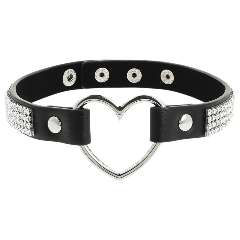 Coquette - strasszos choker szív medállal (fekete) 120530 termék bemutató kép