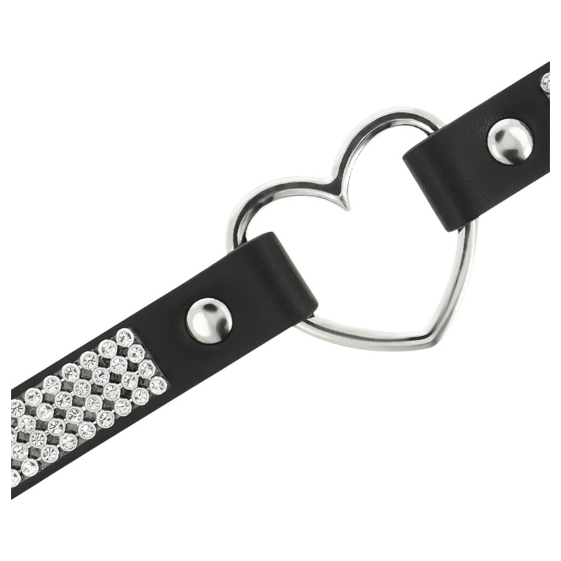 Coquette - strasszos choker szív medállal (fekete) 120533 termék bemutató kép