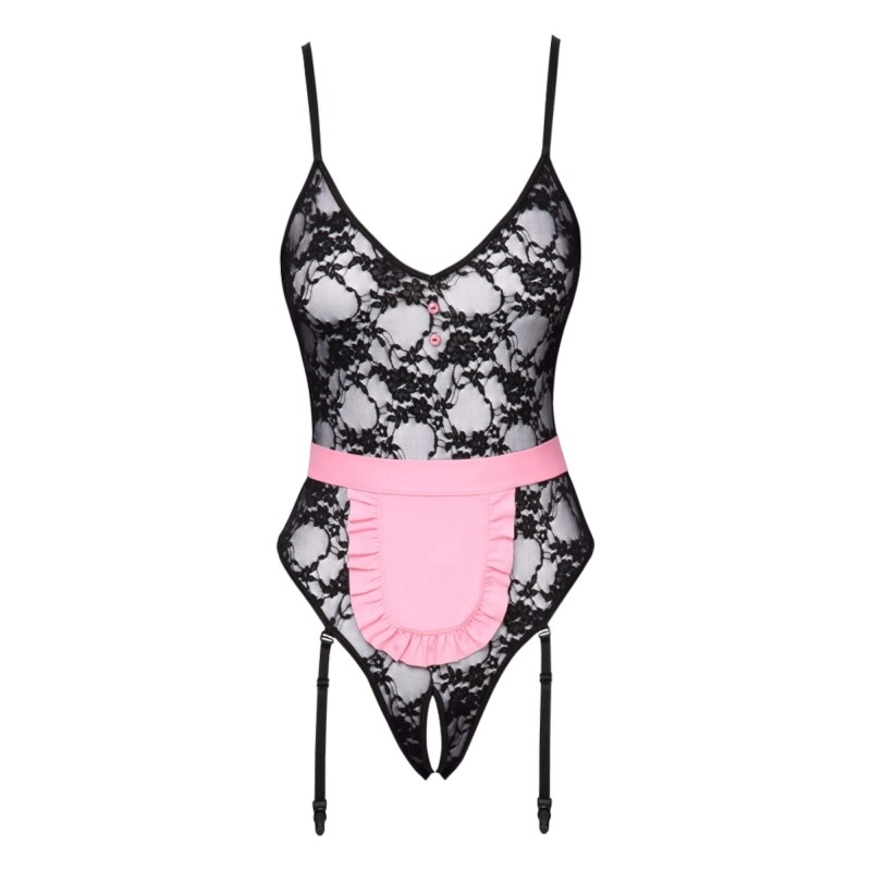 Cottelli - átlátszó szobalány jelmez (fekete-pink) 95057 termék bemutató kép