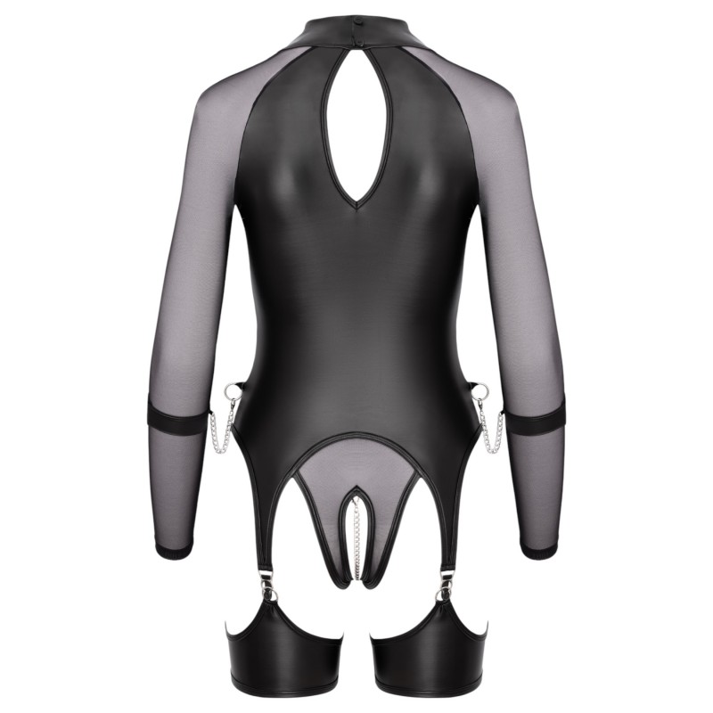 Cottelli Bondage - áttetsző felső bilincsekkel (fekete) 122365 termék bemutató kép