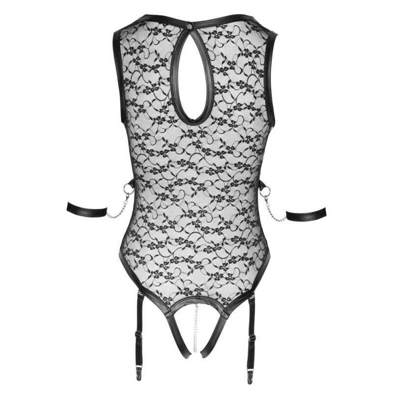 Cottelli Bondage - Csipke body pántokkal (fekete) 79545 termék bemutató kép