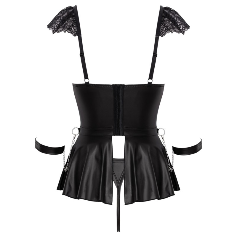 Cottelli Bondage - csipkés miniruha bilincsekkel (fekete) 122375 termék bemutató kép