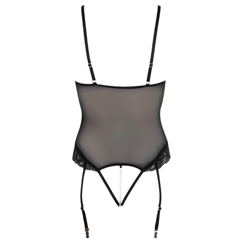 Cottelli Bondage - fém gyűrűs body és kar bilincs (fekete) 110050 termék bemutató kép