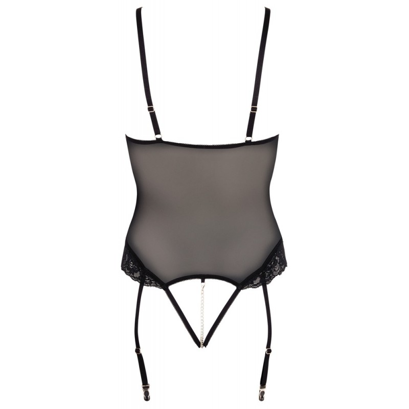 Cottelli Bondage - fém gyűrűs body és kar bilincs (fekete) 79497 termék bemutató kép