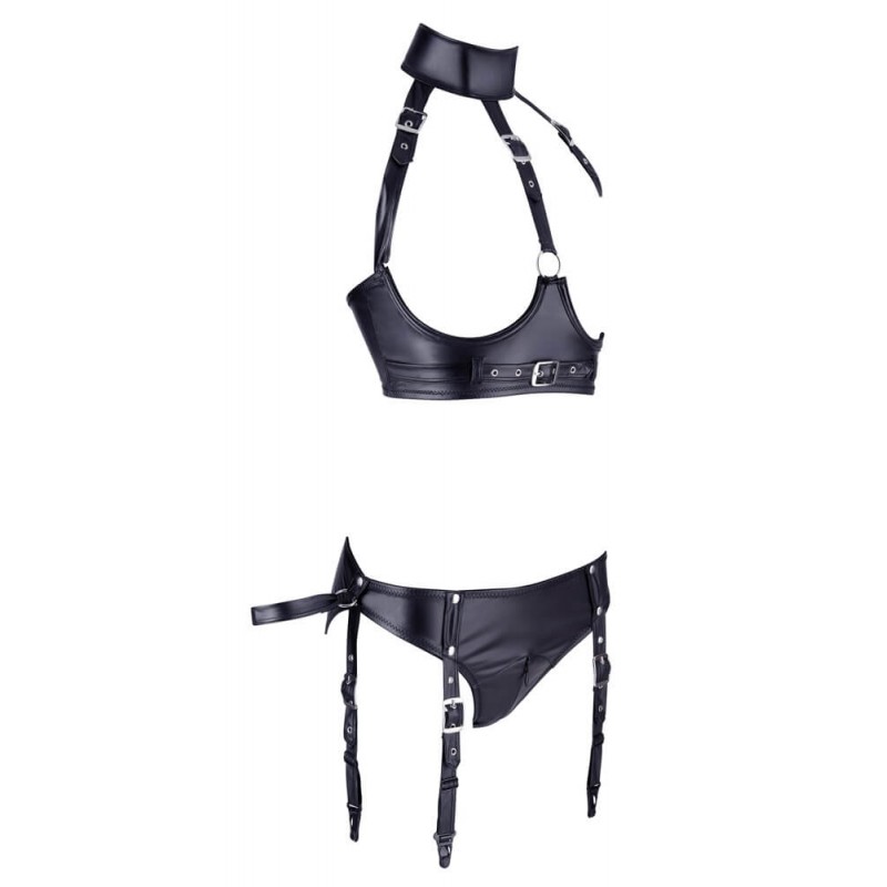 Cottelli Bondage - fényes mellemelő szett bilinccsel (fekete) 85204 termék bemutató kép