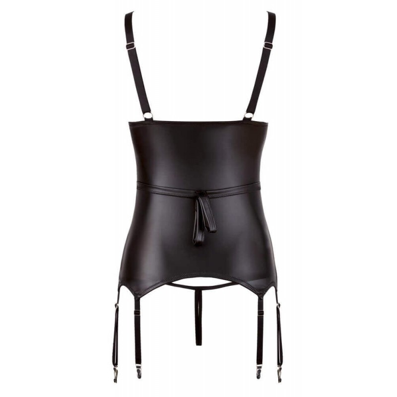 Cottelli Bondage - fényes, mellemelős felső bilinccsel (fekete) 85109 termék bemutató kép