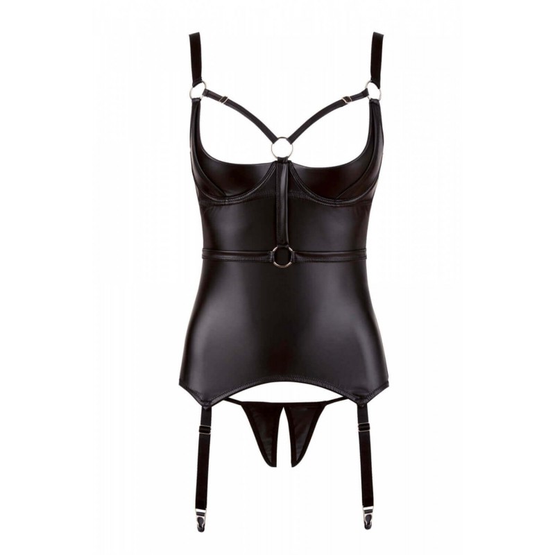 Cottelli Bondage - fényes, mellemelős felső bilinccsel (fekete) 85110 termék bemutató kép