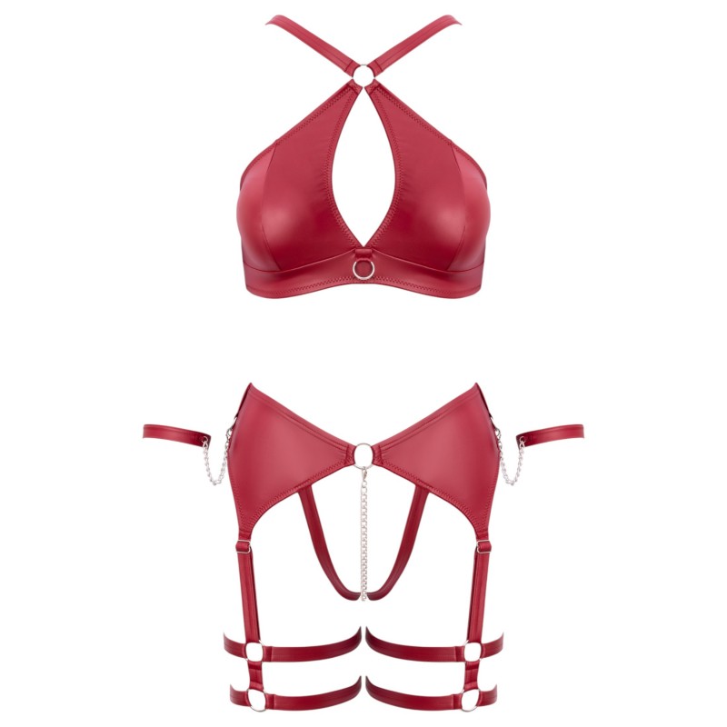 Cottelli Bondage - keresztpántos melltartó szett (piros) 122354 termék bemutató kép