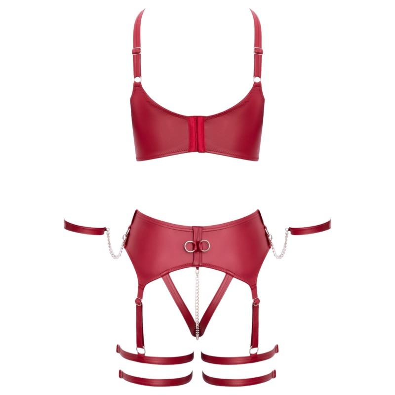 Cottelli Bondage - keresztpántos melltartó szett (piros) 122355 termék bemutató kép