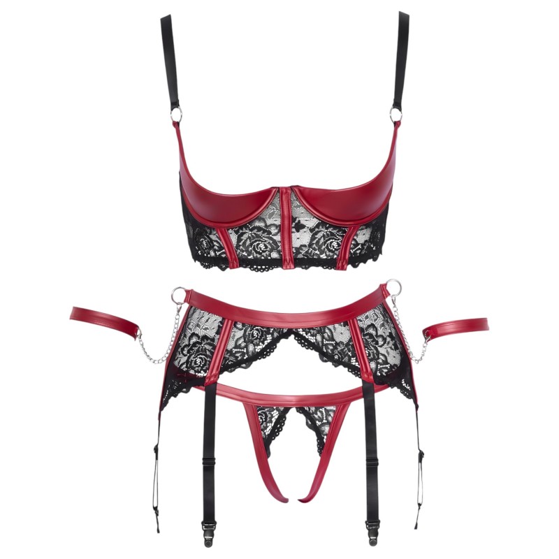 Cottelli Bondage - Matt, csipkés mellemelő szett (piros) 143015 termék bemutató kép