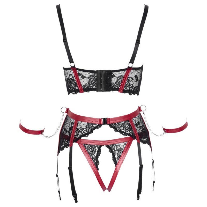Cottelli Bondage - Matt, csipkés mellemelő szett (piros) 143016 termék bemutató kép