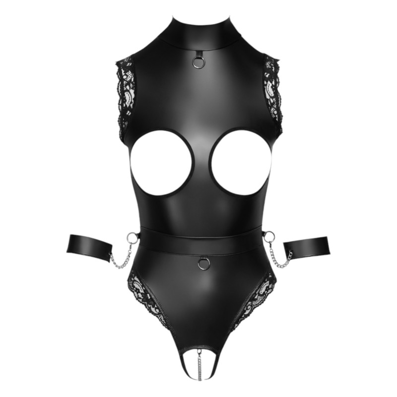 Cottelli Bondage - nyitott cici villantós body (fekete) 96216 termék bemutató kép