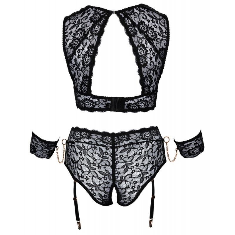 Cottelli Bondage Plus Size - csipke melltartó szett (fekete) 69778 termék bemutató kép