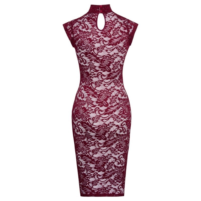 Cottelli - csipkés áttetsző ruha (bordó) 125315 termék bemutató kép