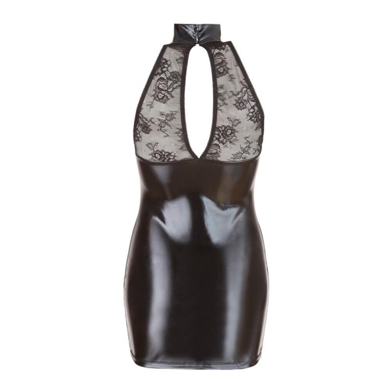 Cottelli - csipkés, fényes nyakpántos miniruha (fekete) 23384 termék bemutató kép
