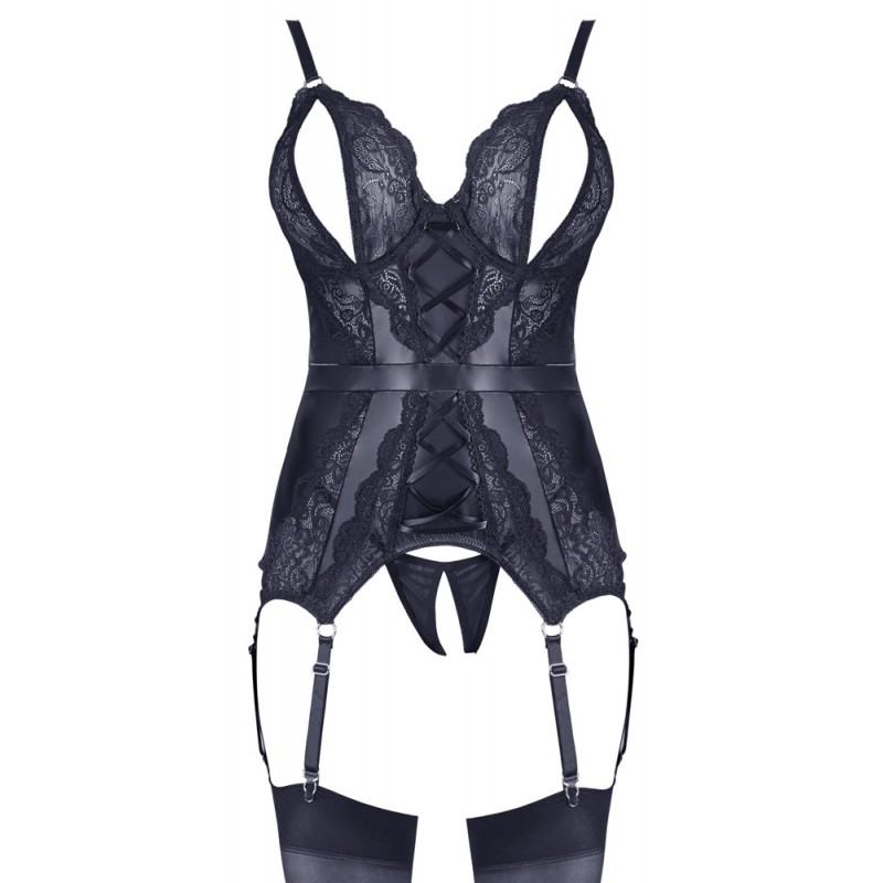 Cottelli - csipkés nyitott felső és tanga (fekete) 36934 termék bemutató kép