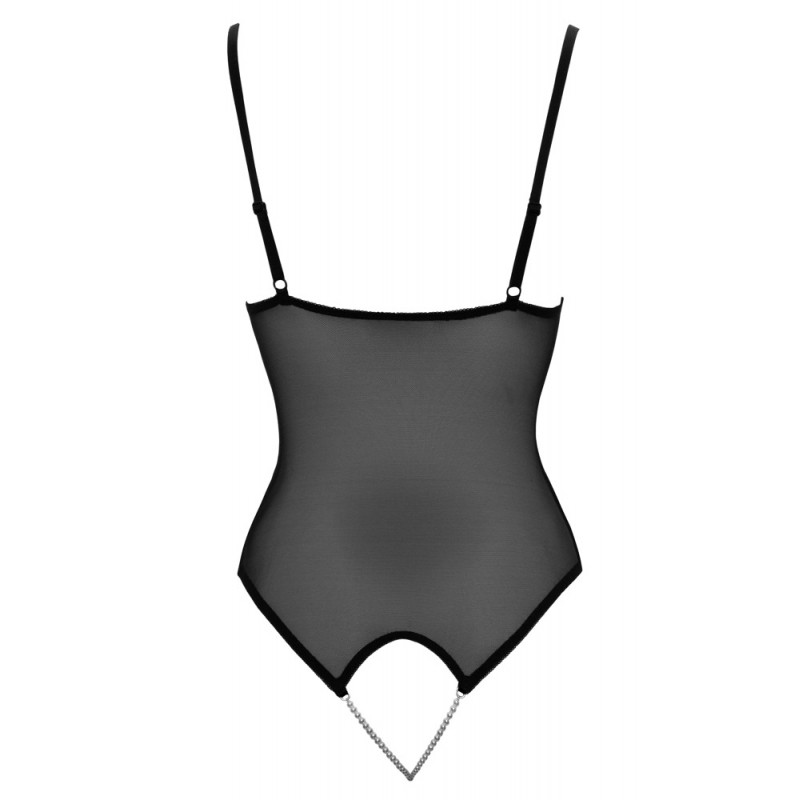 Cottelli - csipkés, gyöngyös nyitott body (fekete) 79193 termék bemutató kép