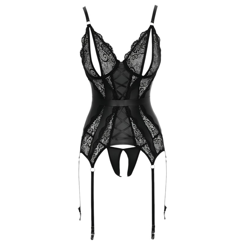 Cottelli - csipkés nyitott felső és tanga (fekete) 118884 termék bemutató kép