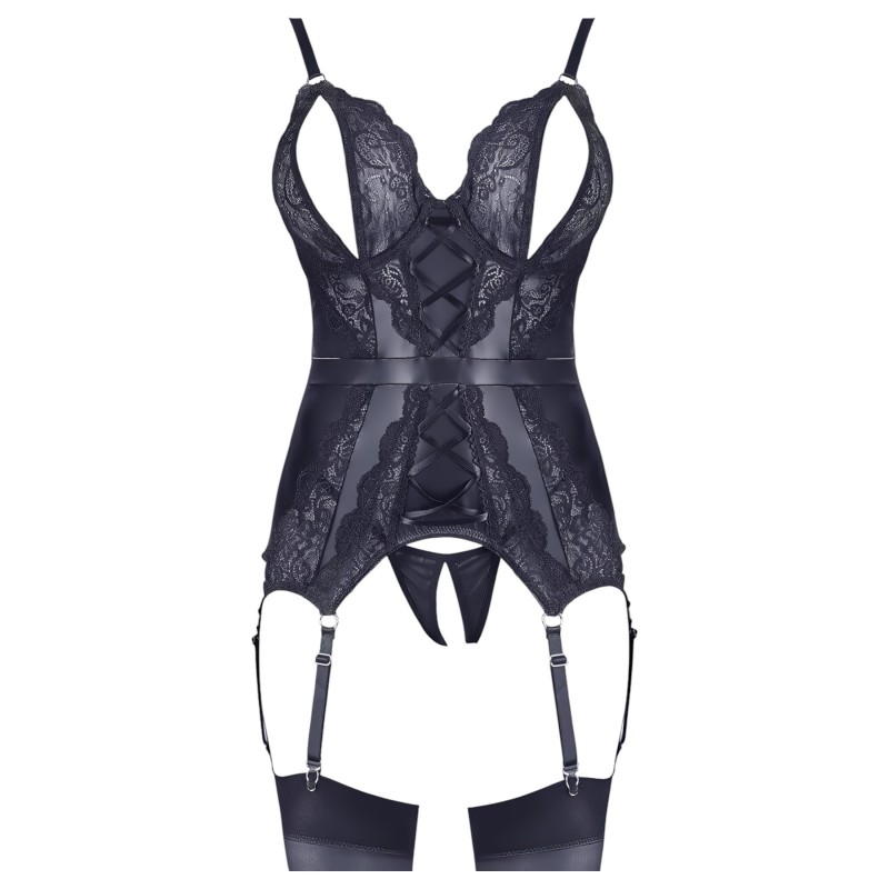 Cottelli - csipkés nyitott felső és tanga (fekete) 118885 termék bemutató kép