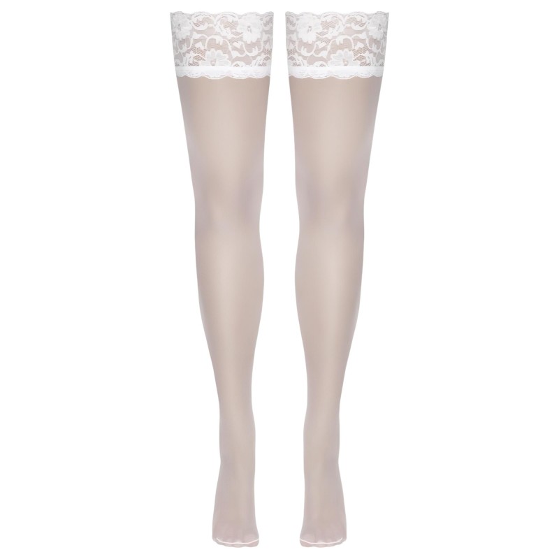 Cottelli - csipkés, virágos combfix (fehér) 118950 termék bemutató kép