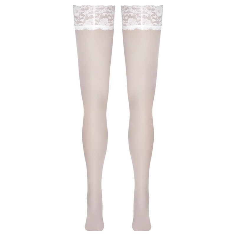 Cottelli - csipkés, virágos combfix (fehér) 118951 termék bemutató kép