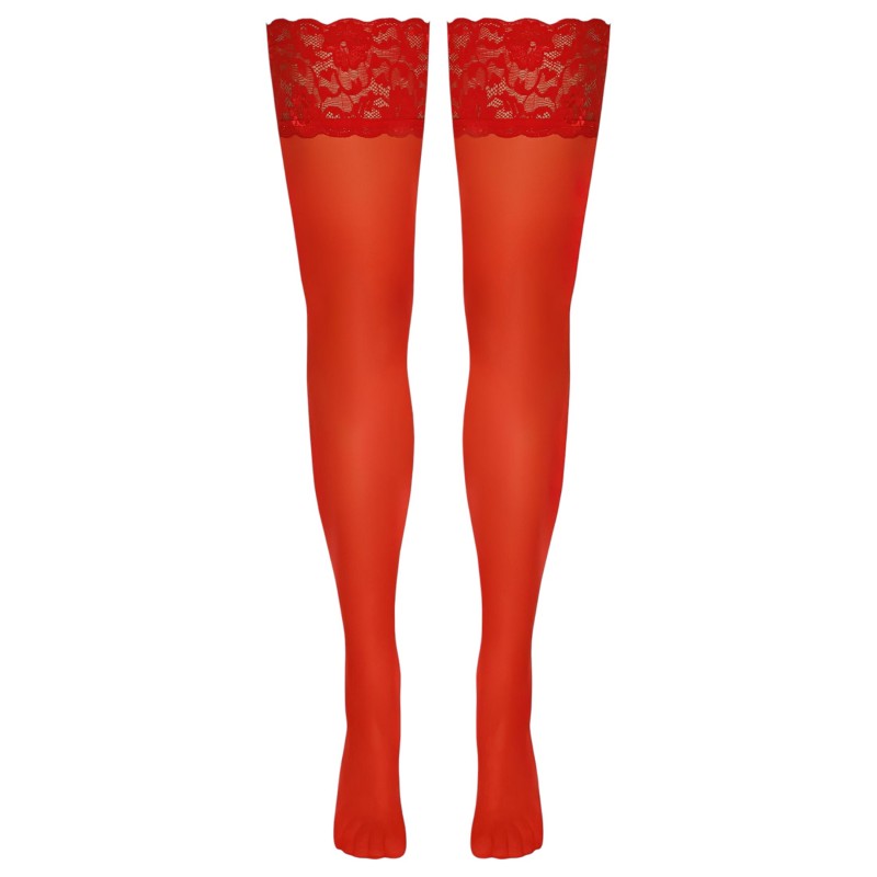 Cottelli - csipkés, virágos combfix (piros) 118956 termék bemutató kép