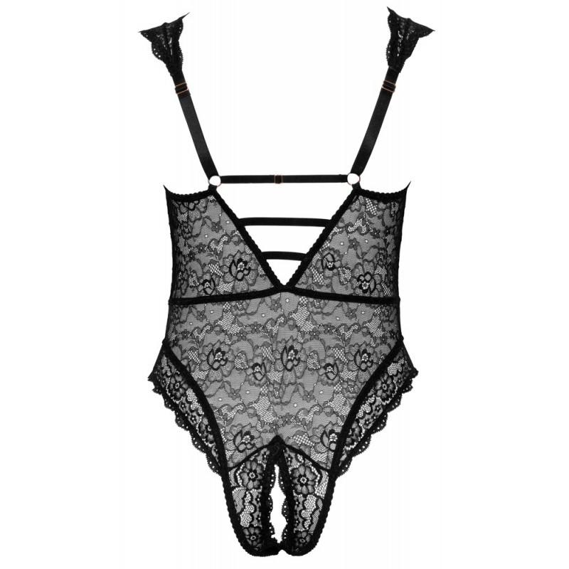 Cottelli Curves Plus Size - átlátszó mintás body (fekete) 74621 termék bemutató kép