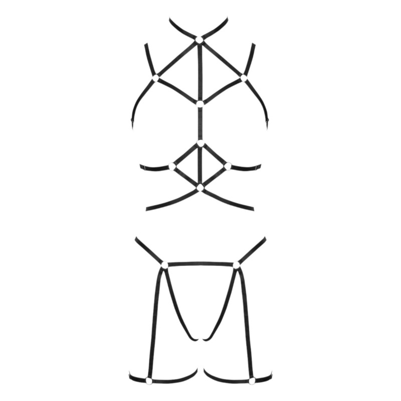 Cottelli - dísz testhám és tanga (fekete) - (S-L) 94156 termék bemutató kép