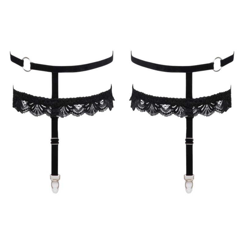 Cottelli - díszes harisnyakötő combszíj (fekete) 94127 termék bemutató kép