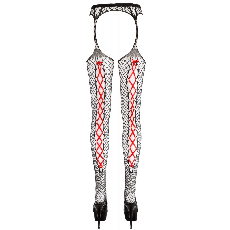 Cottelli - Fekete necc harisnya (piros fűzővel) 5290 termék bemutató kép