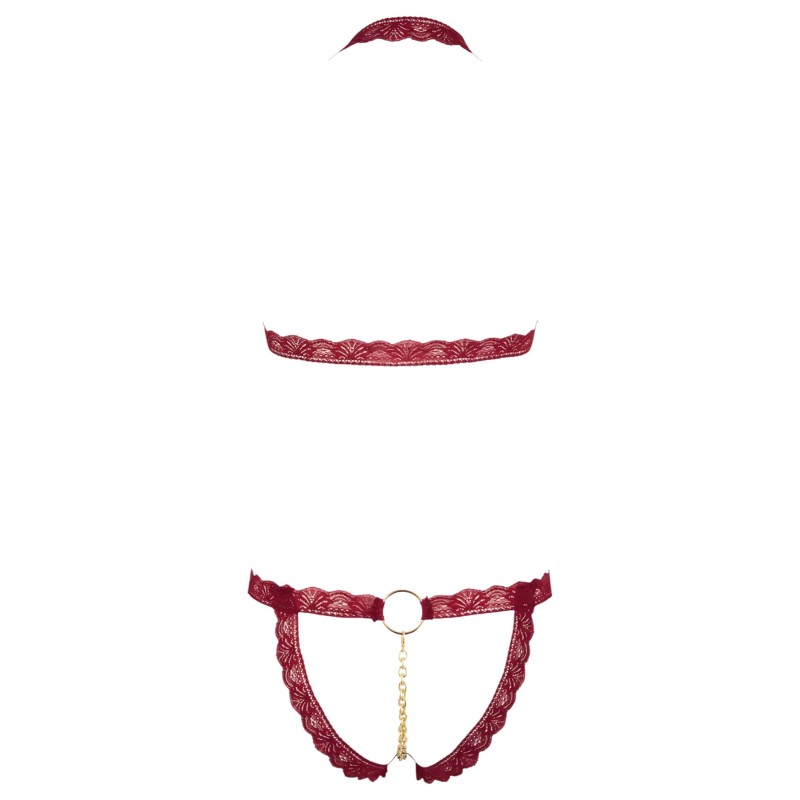 Cottelli - fém gyűrűs, nyitott melltartó szett (piros) 111150 termék bemutató kép