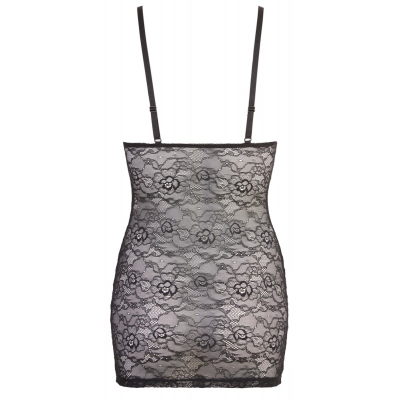 Cottelli - fényes csíkos csipke ruha (fekete) 79503 termék bemutató kép