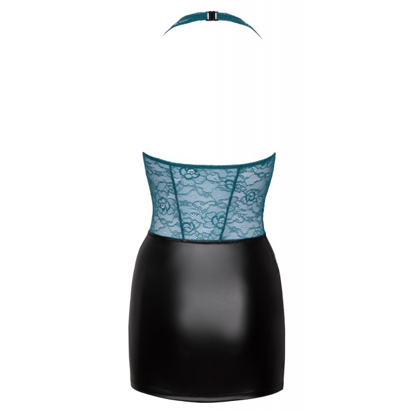 Cottelli - fűzős csipkés, fényes ruha (fekete-zöld) 69677 termék bemutató kép