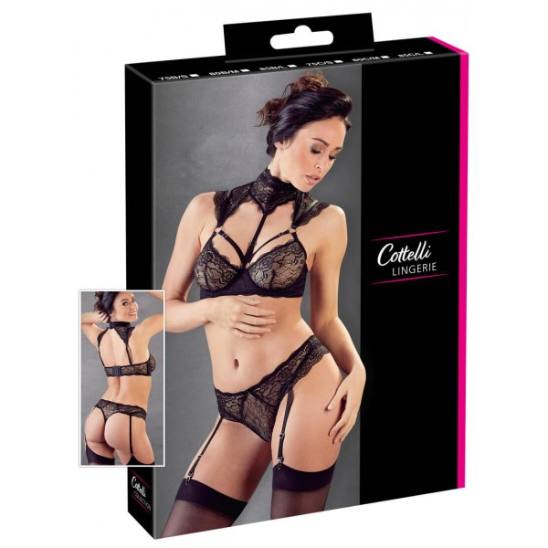 Cottelli - galléros csipke melltartó szett (fekete)