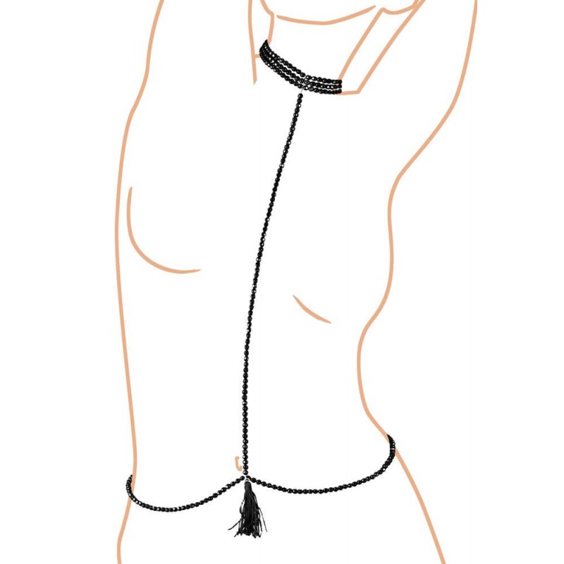 Cottelli - Gyöngyös dísz testhám nyakpánttal (fekete) 70852 termék bemutató kép