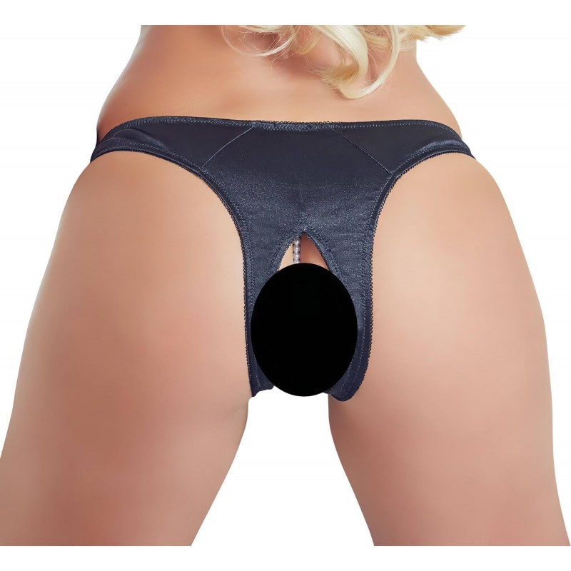 Cottelli - gyöngyös, nyitott virágos női bugyi (fekete) 106794 termék bemutató kép