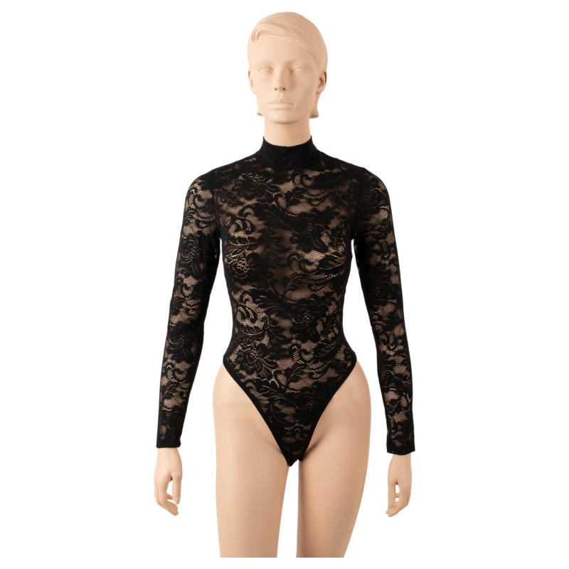 Cottelli - hosszú ujjú csipke body (fekete) - S 150158 termék bemutató kép